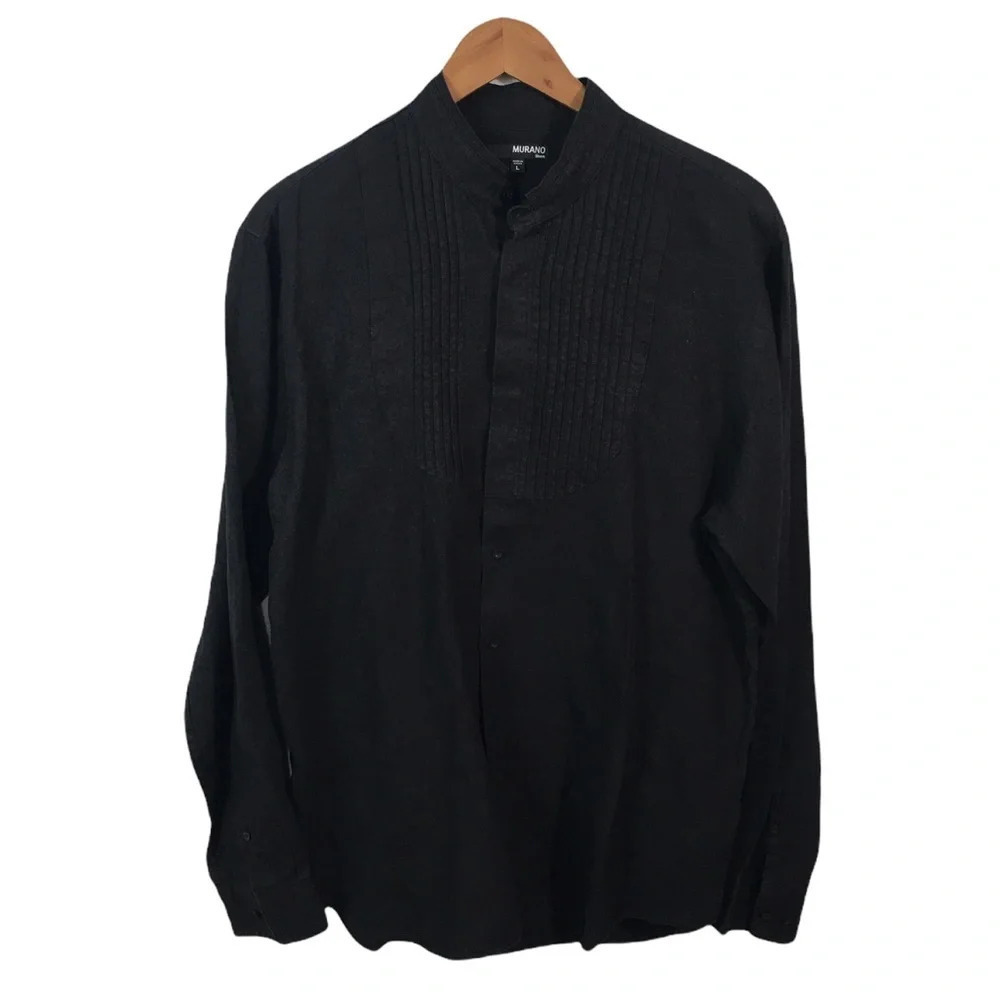 BF676 Men’s MURANO Nehru LINEN Formal Button Down Shirt L